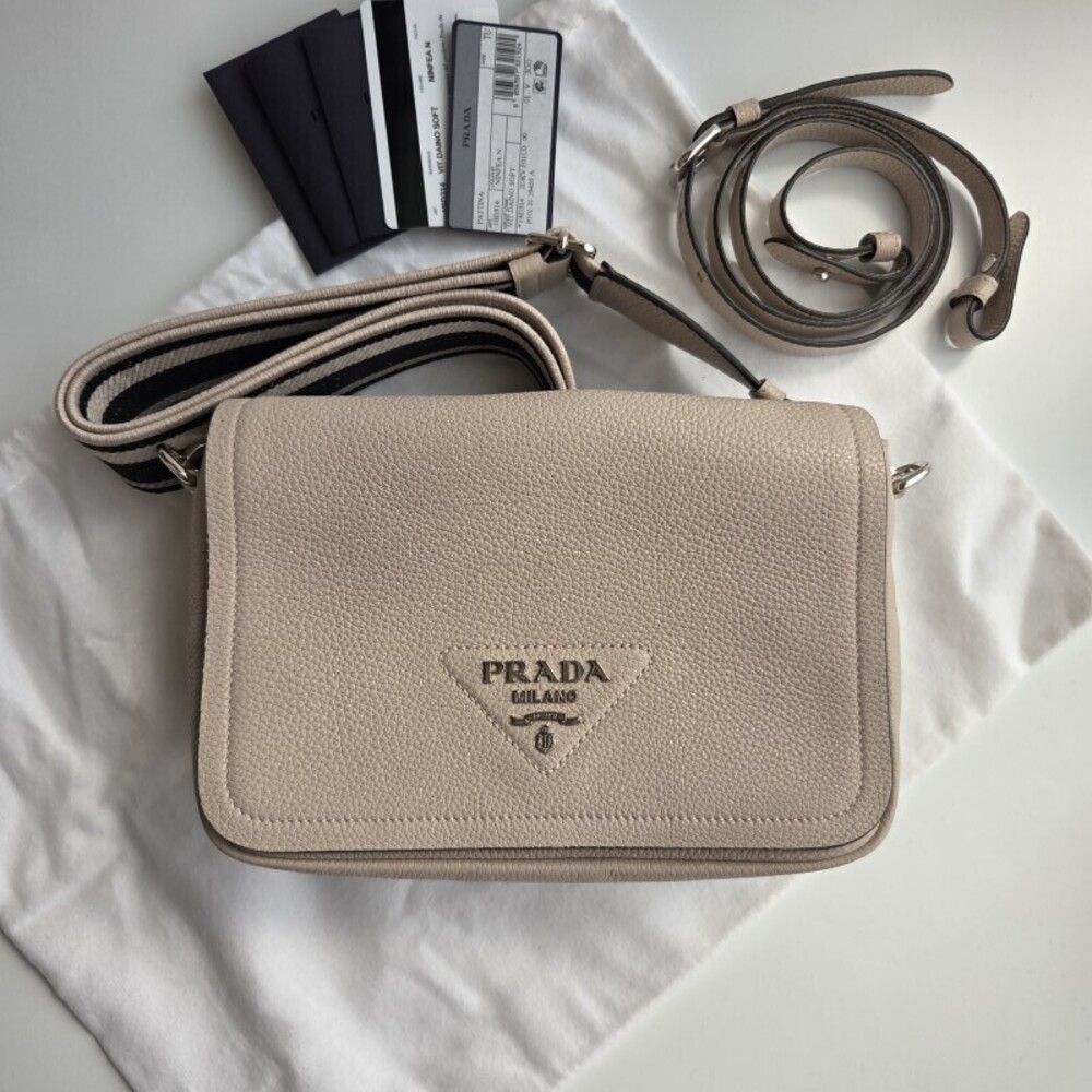 PRADA Flou leather shoulder bag NINFEA pink beige - Picture 2 of 9